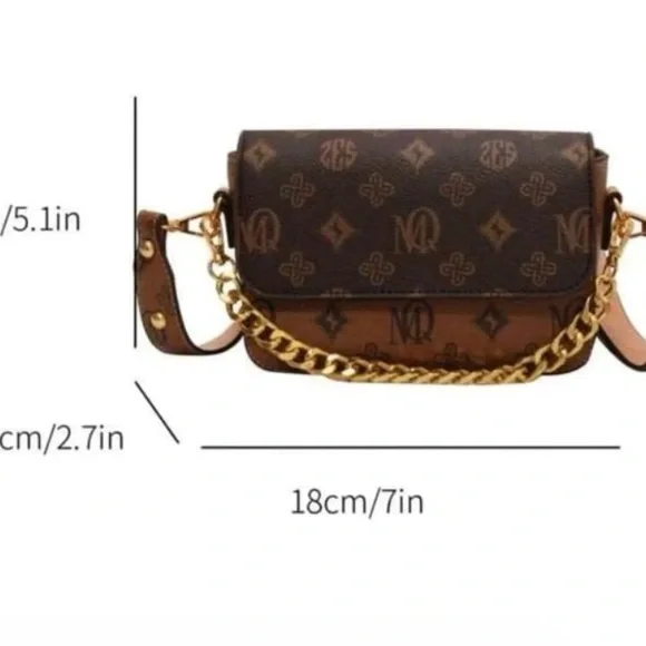 Brown Designer Women's Bag with Gold Chain - Picture 5 of 6